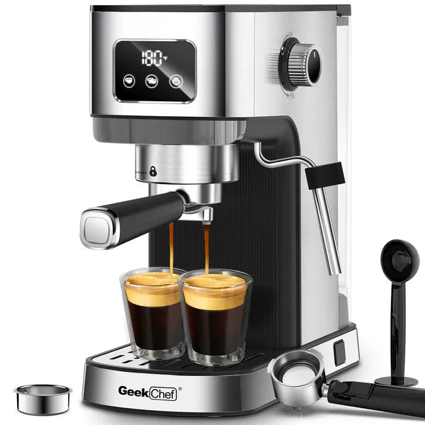 Geek Chef Espresso Machine, Cappuccino & Latte Machine With ESE POD Filter & Milk Frother Steam Wand