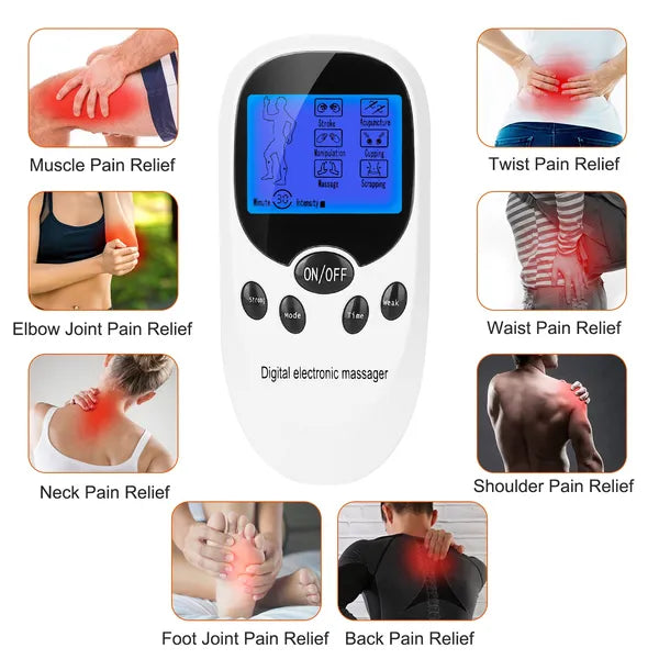 Electric Muscle Stimulator Dual Channels Pulse Massager Pain Relief Therapy