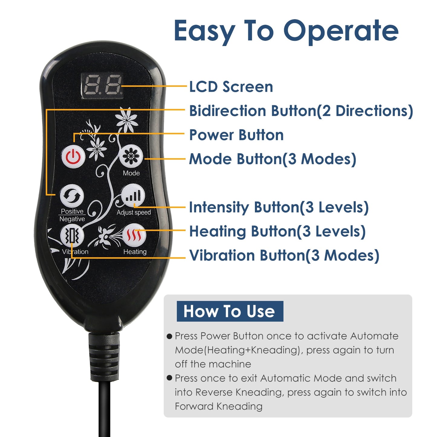 Full Body Massage Chair Pad With Heat, 3D Kneading For Home, Car Driver Seat