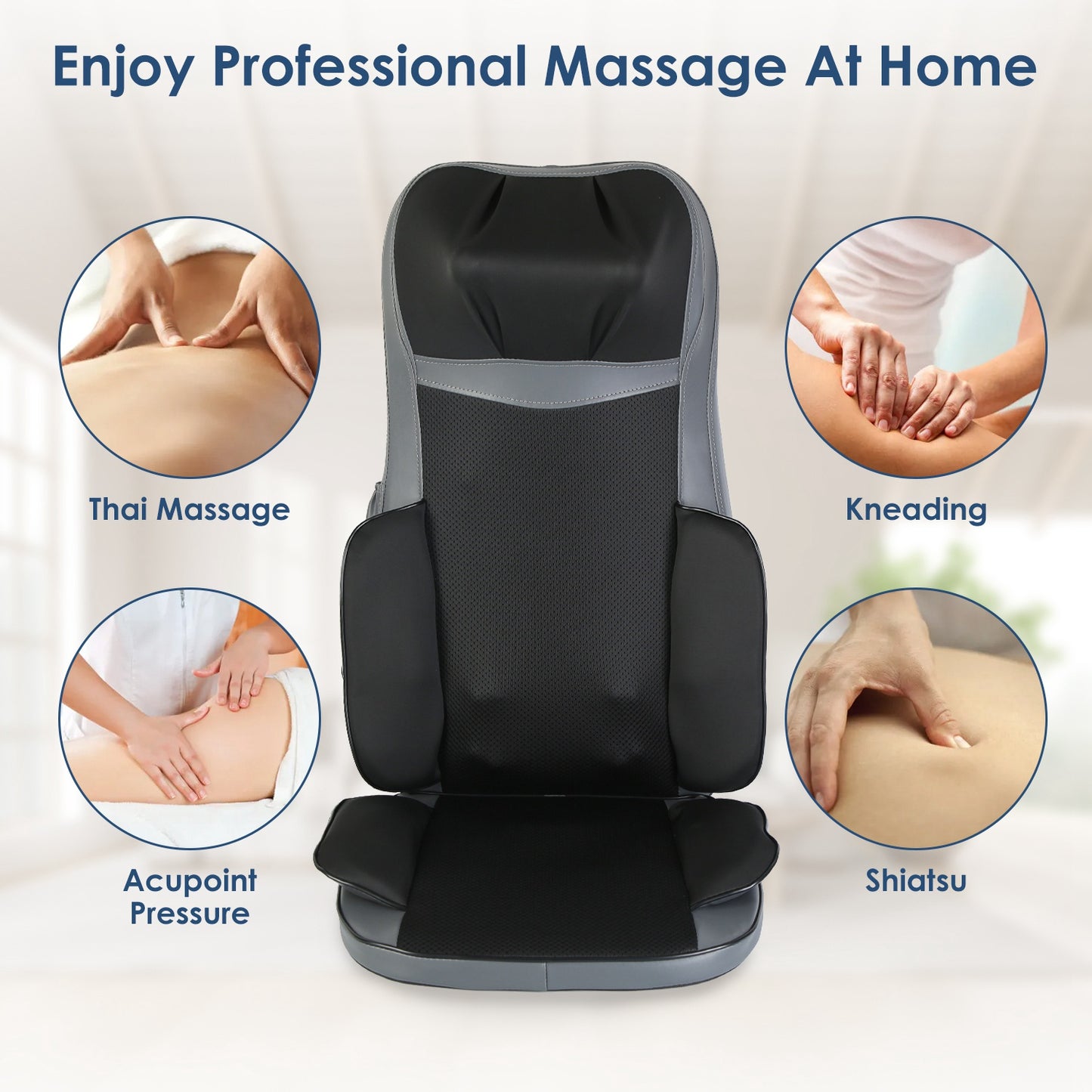 Full Body Massage Chair Pad With Heat, 3D Kneading For Home, Car Driver Seat