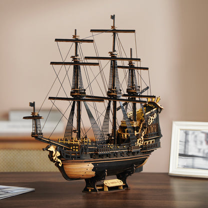 3D Wooden Ship Model Kit - DIY Nautical Puzzle With Moving Parts