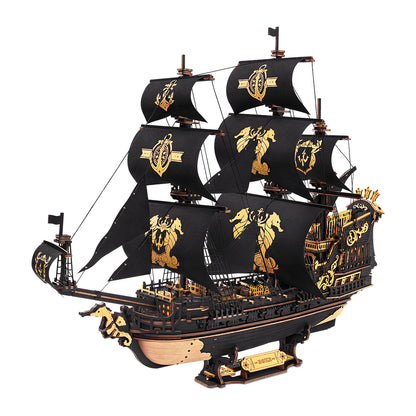3D Wooden Ship Model Kit - DIY Nautical Puzzle With Moving Parts