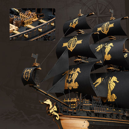 3D Wooden Ship Model Kit - DIY Nautical Puzzle With Moving Parts