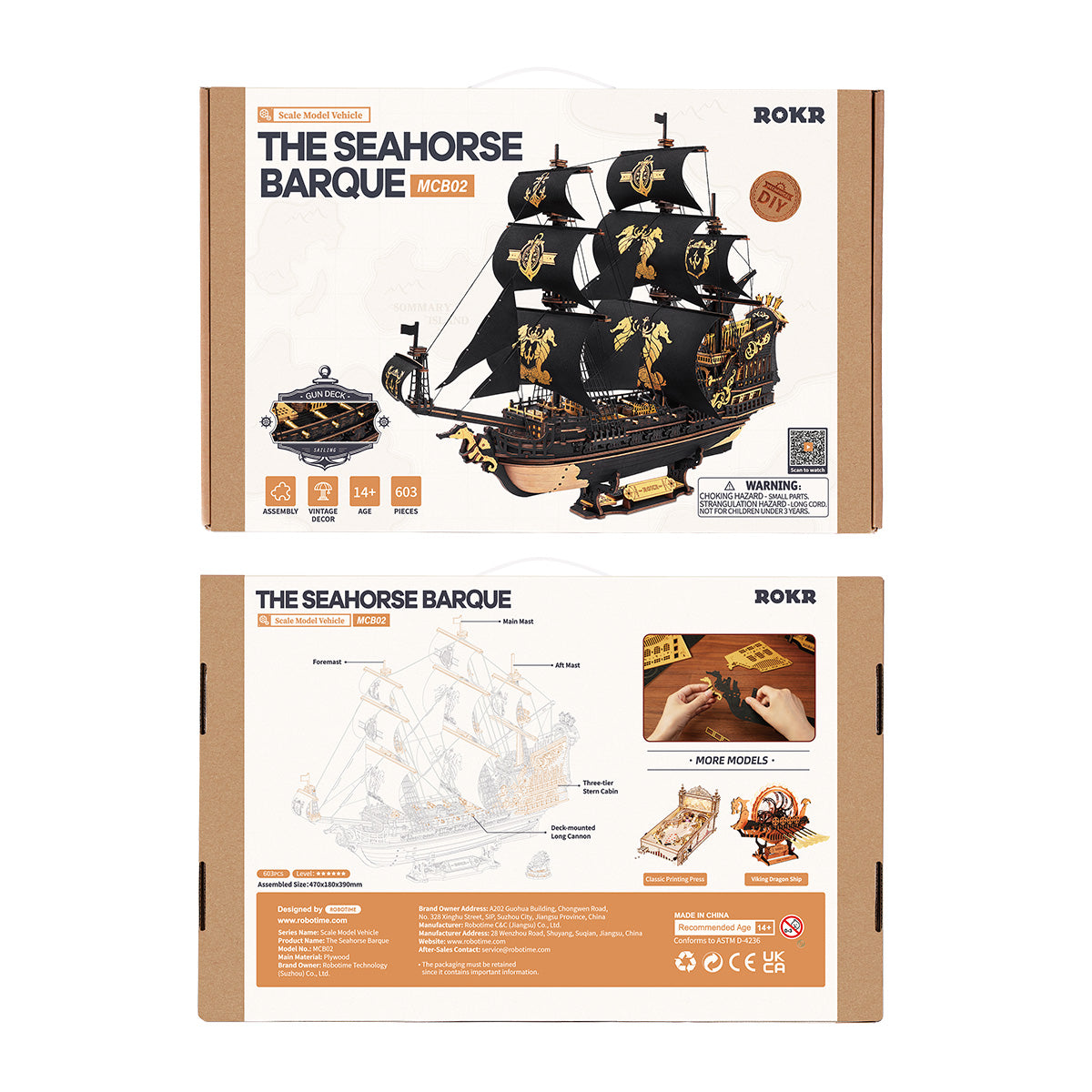 3D Wooden Ship Model Kit - DIY Nautical Puzzle With Moving Parts