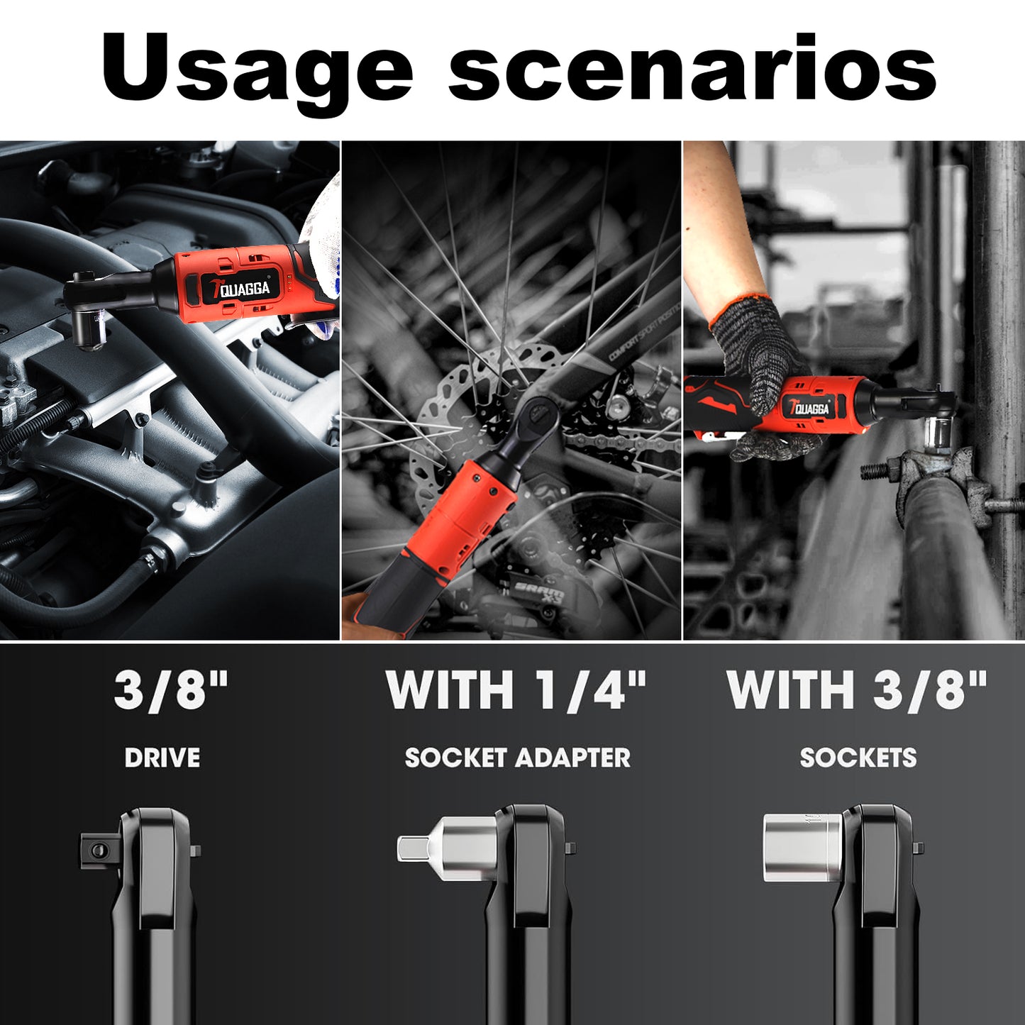 18V Cordless Electric Ratchet Wrench Set, Power Ratchet Wrench