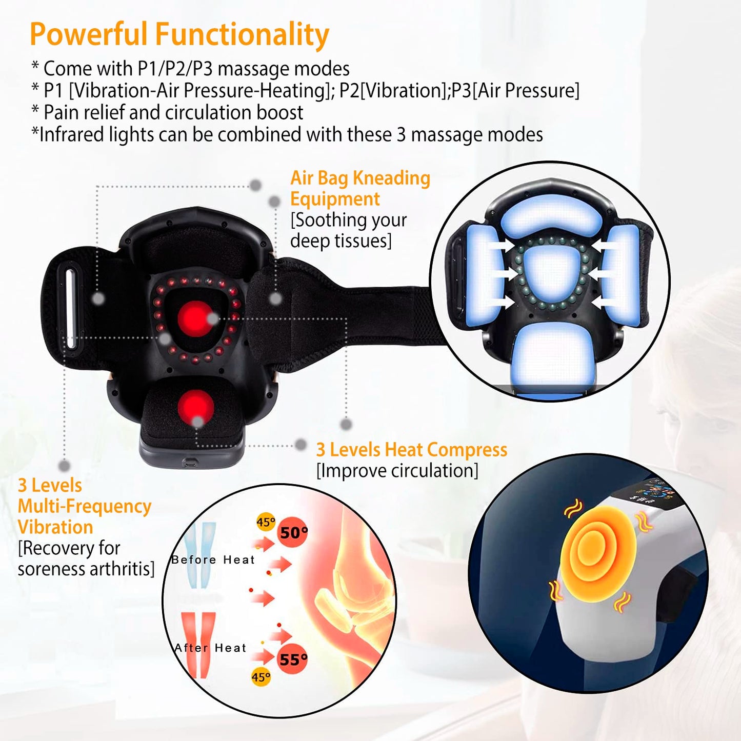 Smart Heated Knee Massager for Sports Recovery and Daily Relief