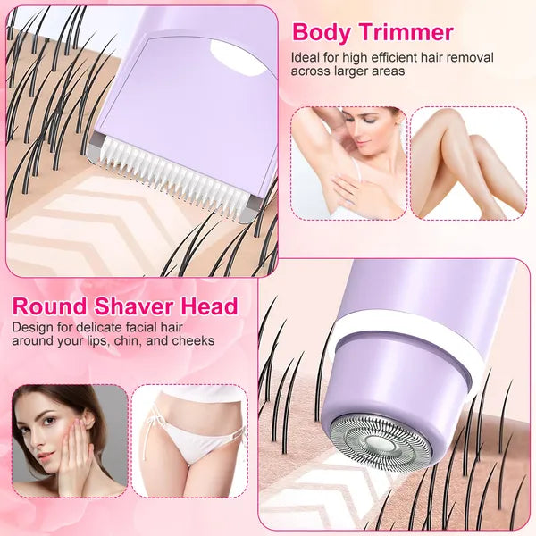2 In 1 Bikini Trimmer For Women Dual Head Cordless Body Shaver IPX5 Waterproof Rechargeable