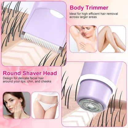 2 In 1 Bikini Trimmer For Women Dual Head Cordless Body Shaver IPX5 Waterproof Rechargeable
