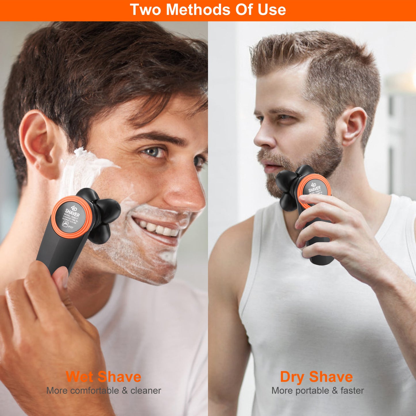 4D Electric Shavers Razor IPX7 Waterproof Wet & Dry For Men