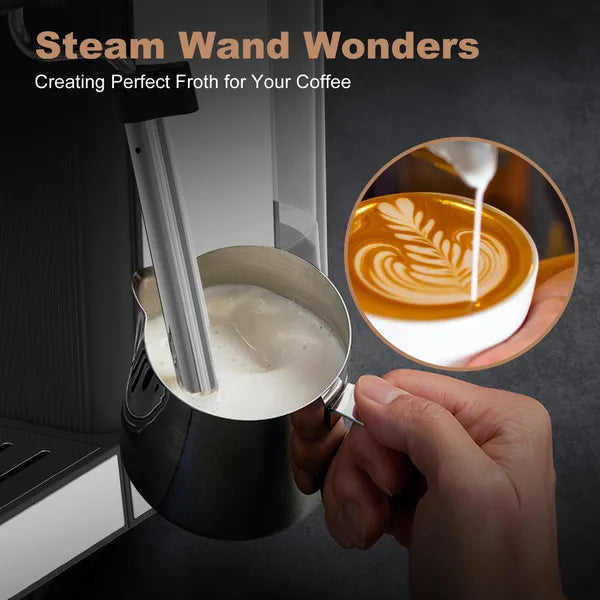 Geek Chef Espresso Machine, Cappuccino & Latte Machine With ESE POD Filter & Milk Frother Steam Wand