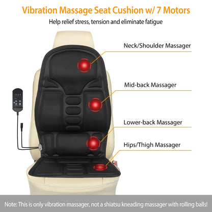 Heated Back Massager Cushion with Multiple Vibration Modes