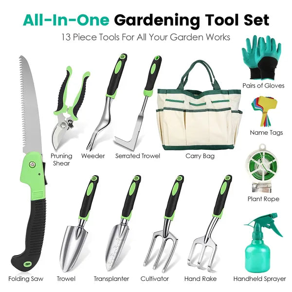 Durable 13-Piece Garden Tools Kit for Home Gardeners