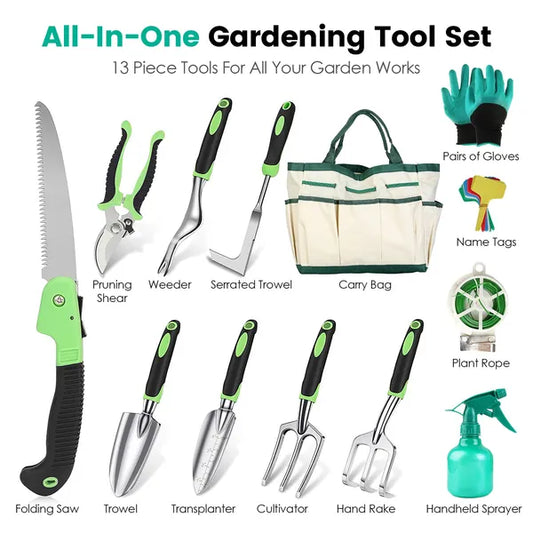Durable 13-Piece Garden Tools Kit for Home Gardeners