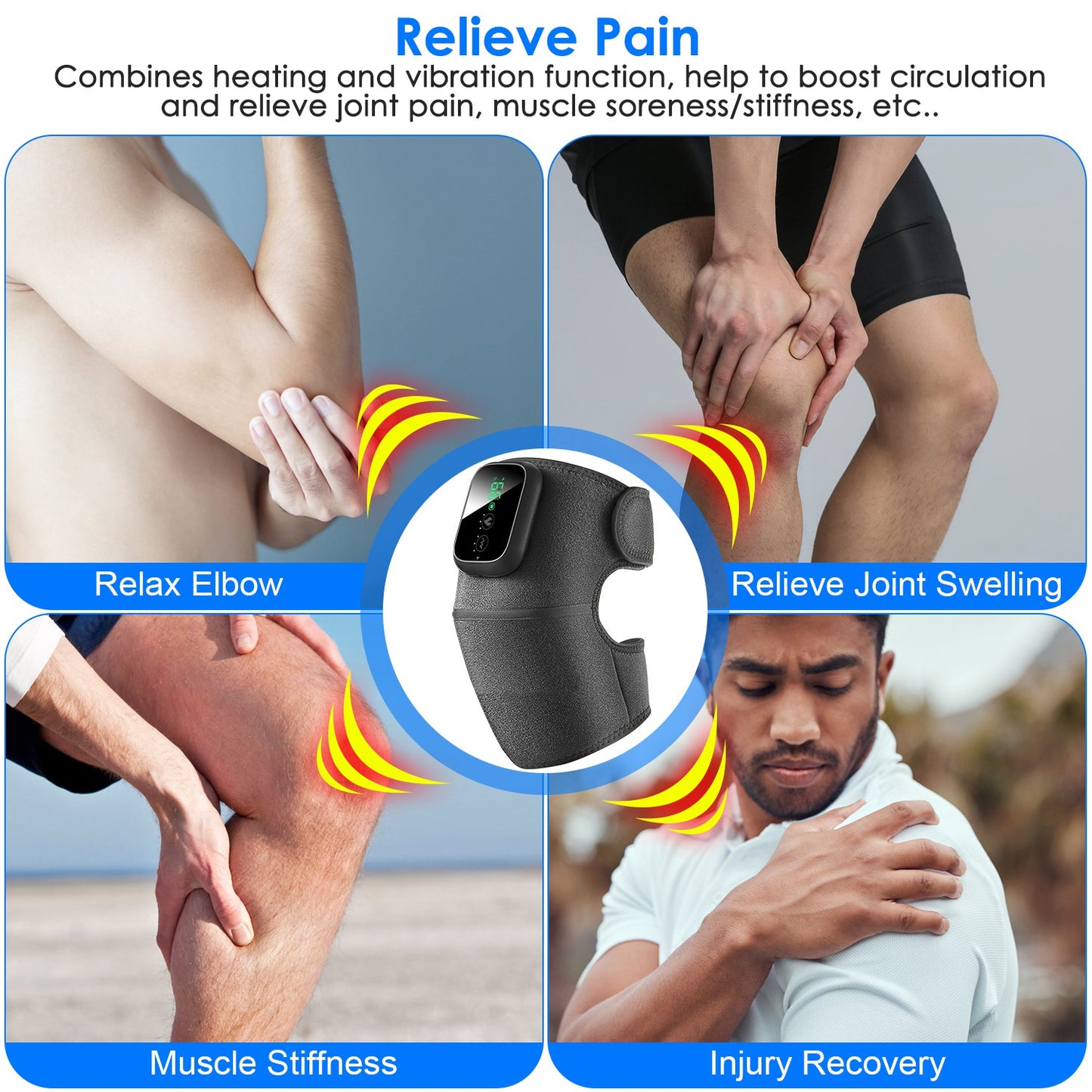 3-In-1 Heated Knee Massager With 3 Level Vibration And Heating Modes