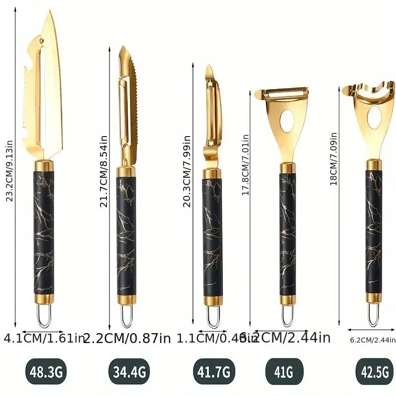 Multifunction Stainless Steel Peeler Set with Non-Slip Grip for Fruits and Vegetables