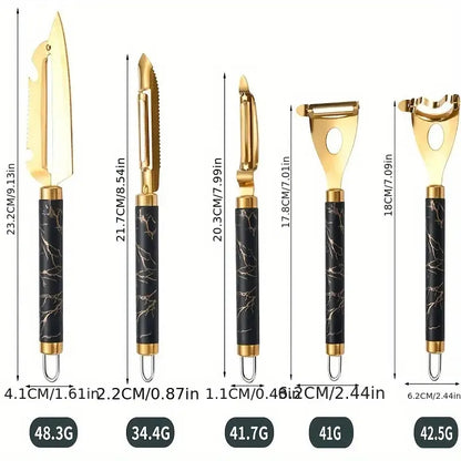 Multifunction Stainless Steel Peeler Set with Non-Slip Grip for Fruits and Vegetables