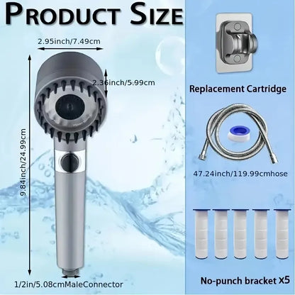 High Pressure Rain Shower Head With 5 Filters - Wall-mounted, Luxury Bathroom Painted Finish