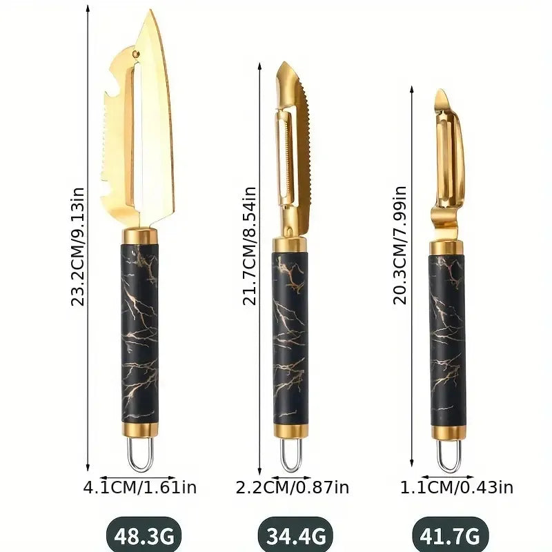 Multifunction Stainless Steel Peeler Set with Non-Slip Grip for Fruits and Vegetables