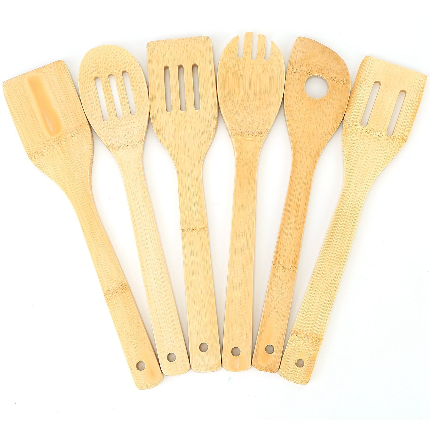 6 Pcs of Bamboo Wooden Spoons, Nonstick Wooden Cookware, Kitchen Gadgets