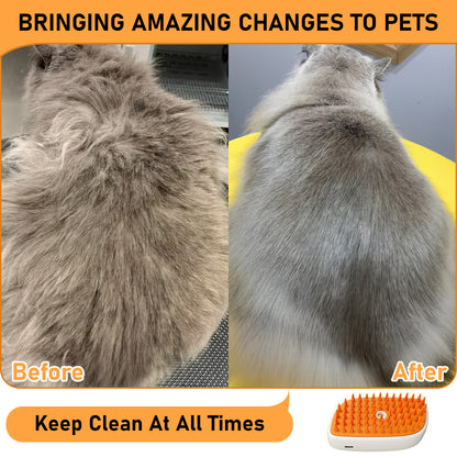 4-in-1 Steam Cat Brush for Gentle, Fur-Free Grooming