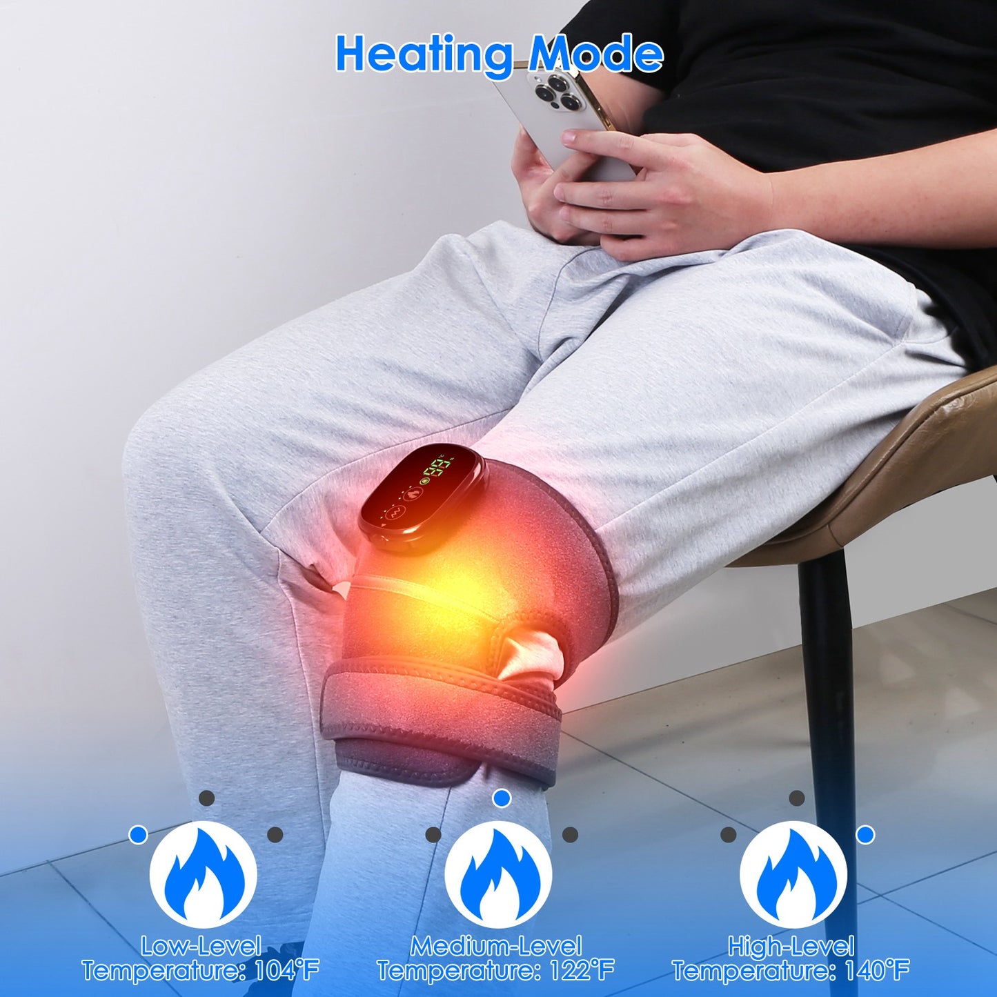 3-In-1 Heated Knee Massager With 3 Level Vibration And Heating Modes