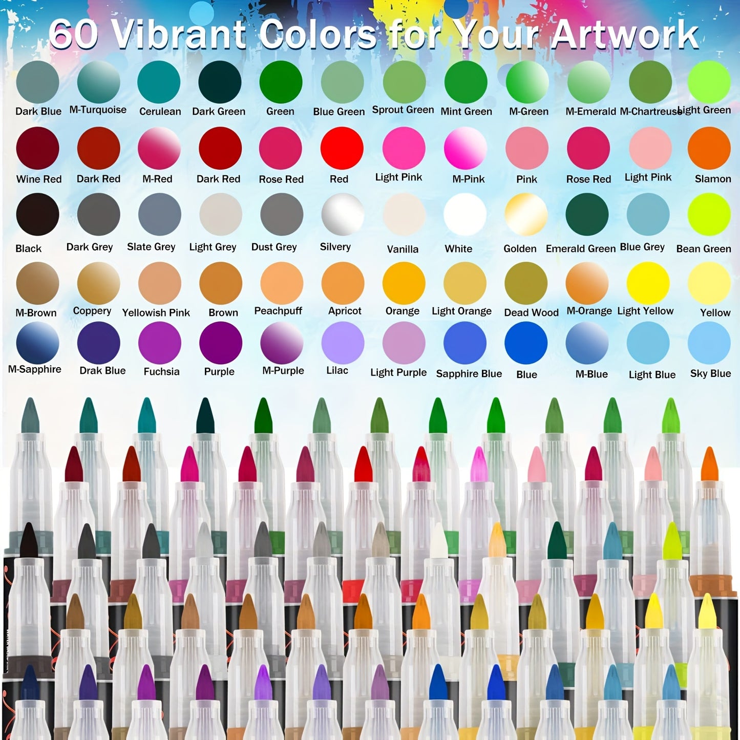 60 Colors Acrylic Paint Pens For Rock Painting Ceramic Surfaces Wood Stone Glass Canvas
