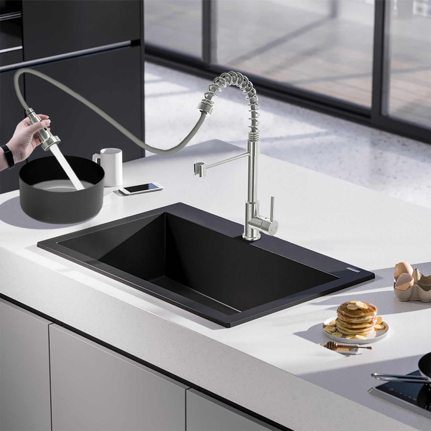 Pull-Down Sprayer Kitchen Faucet In Chrome, Single-Handle