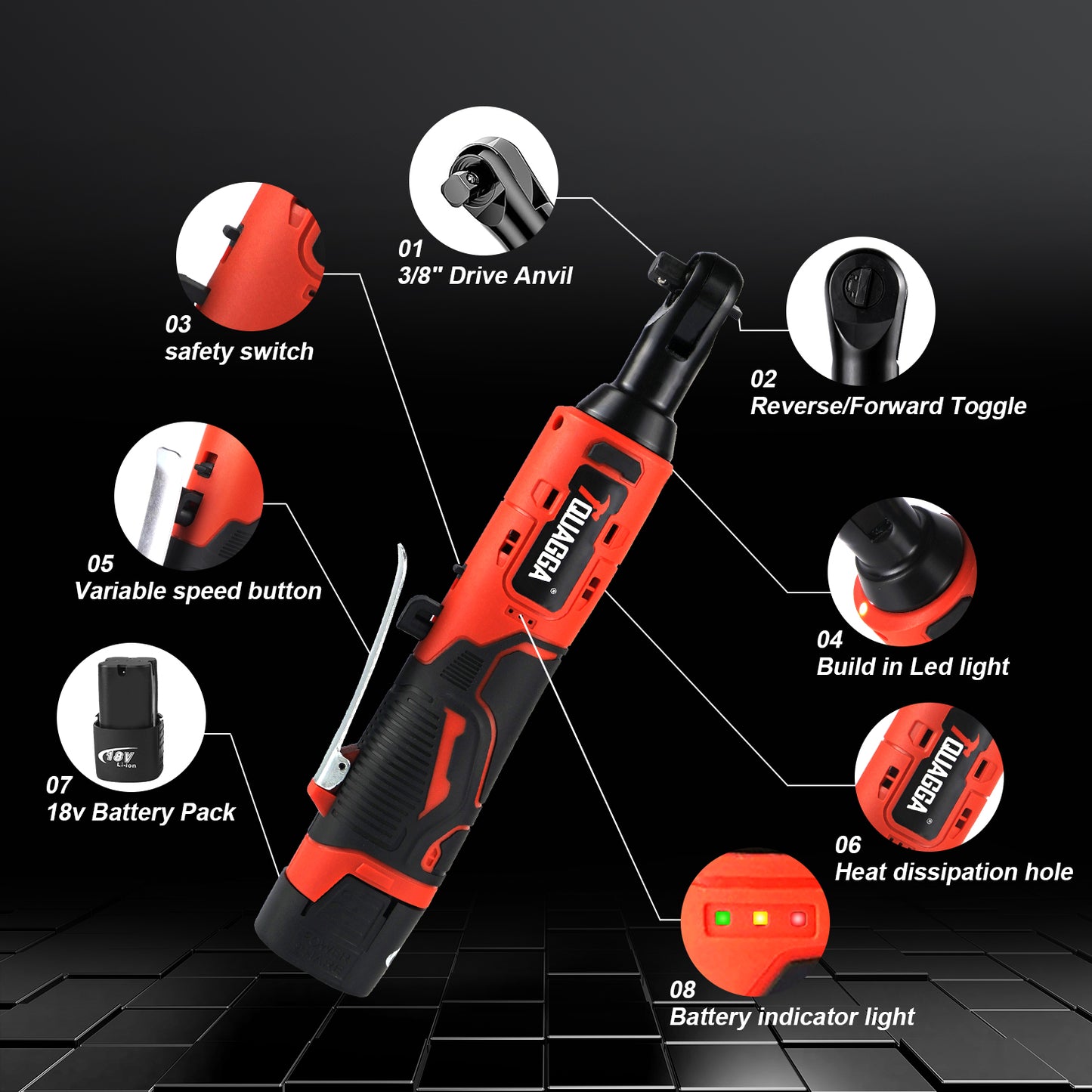 18V Cordless Electric Ratchet Wrench Set, Power Ratchet Wrench