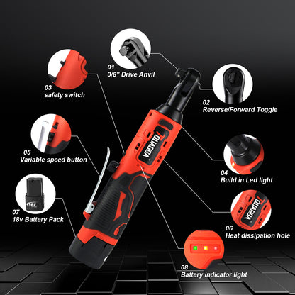 18V Cordless Electric Ratchet Wrench Set, Power Ratchet Wrench