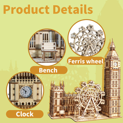 3D Wooden Puzzle Big Ben Model Kits, DIY Building Blocks