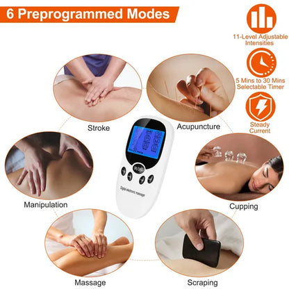Electric Muscle Stimulator Dual Channels Pulse Massager Pain Relief Therapy