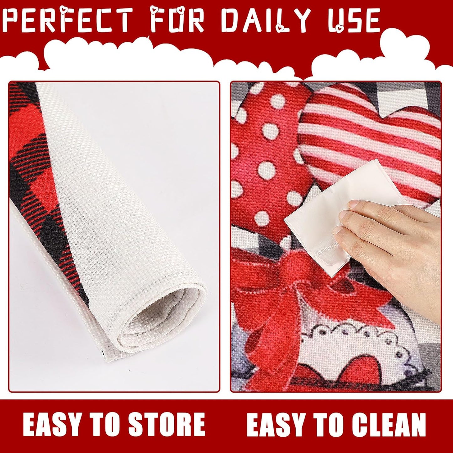 Heart & Gnome Valentine Placemats – Set of 4 for Family Gatherings