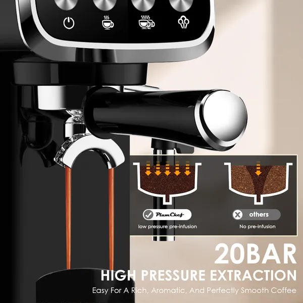 20 BAR Slim Vertical Espresso Machine With Milk Frother, For Rich Espresso, Americano, Latte