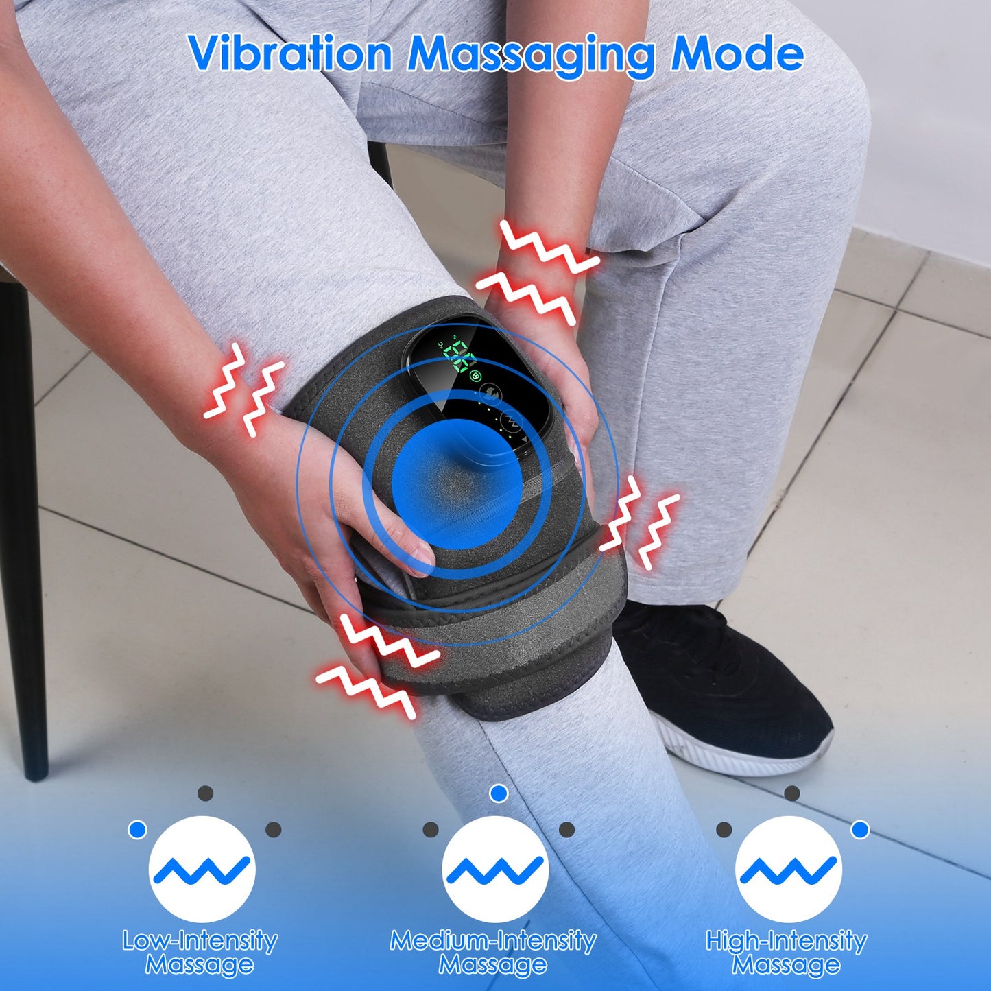 3-In-1 Heated Knee Massager With 3 Level Vibration And Heating Modes