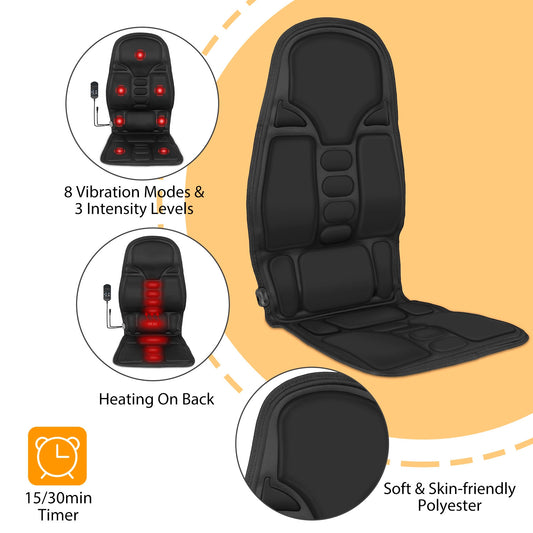 Heated Back Massager Cushion with Multiple Vibration Modes