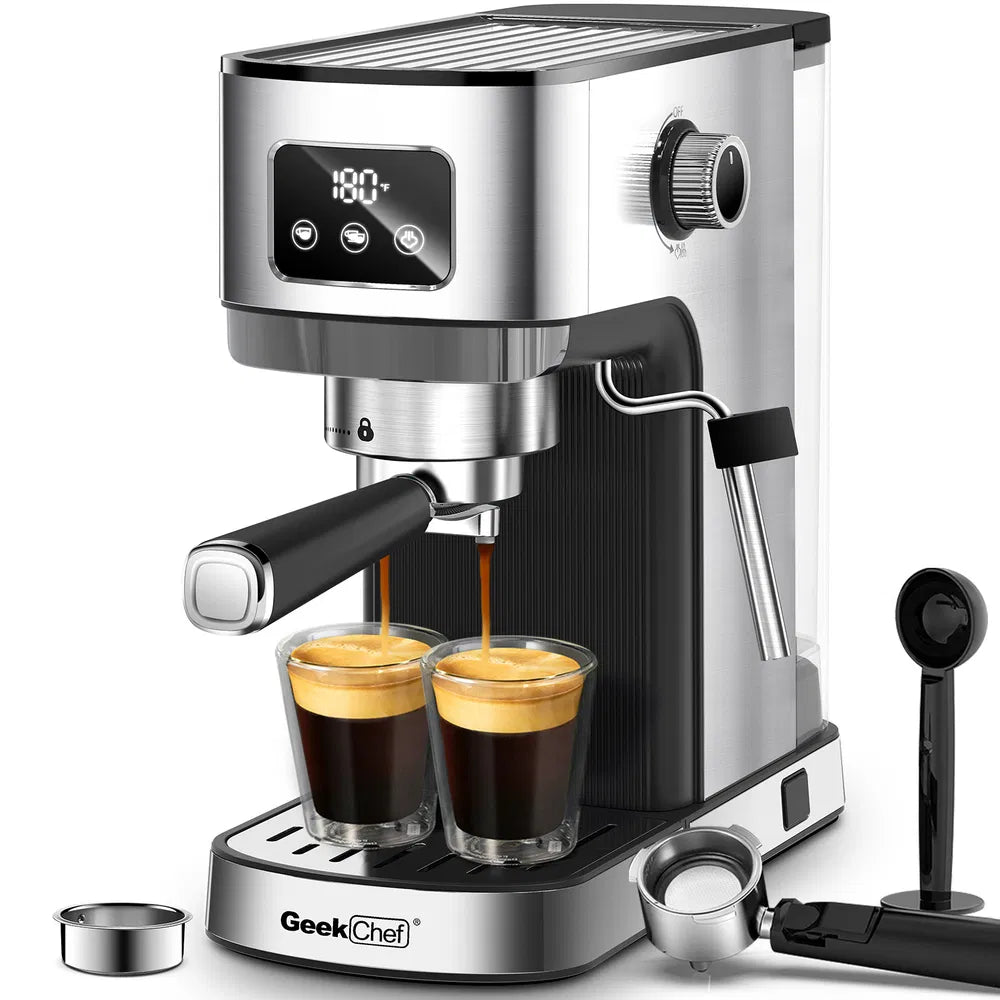 Geek Chef Espresso Machine, Cappuccino & Latte Machine With ESE POD Filter & Milk Frother Steam Wand