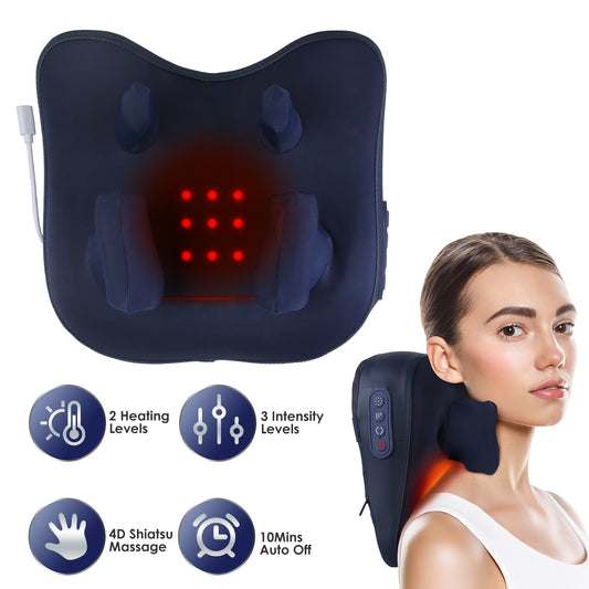 Cordless 4D Massager with Heat for Neck and Back
