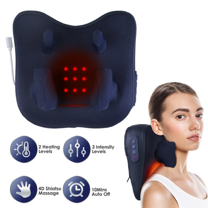 Cordless 4D Massager with Heat for Neck and Back