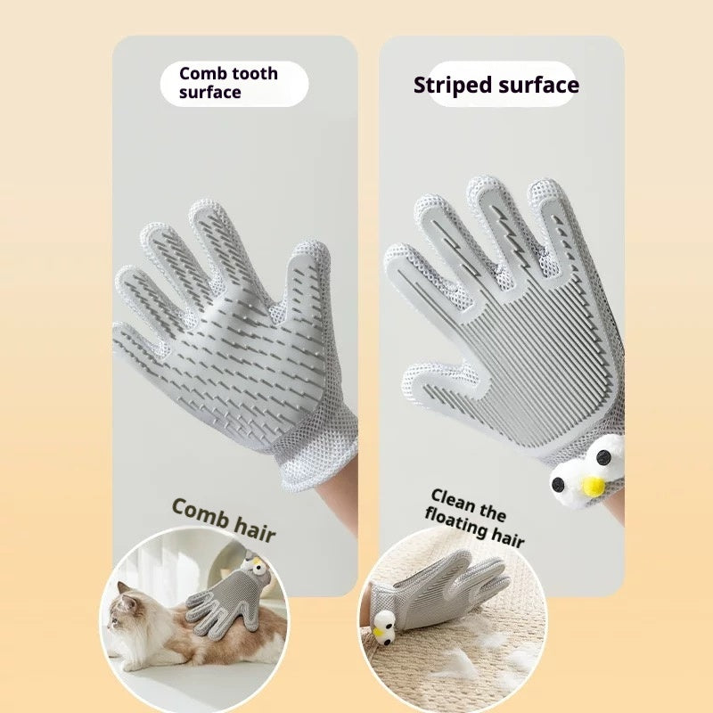 Soft Pet Grooming Brush Gloves for Comfortable Care