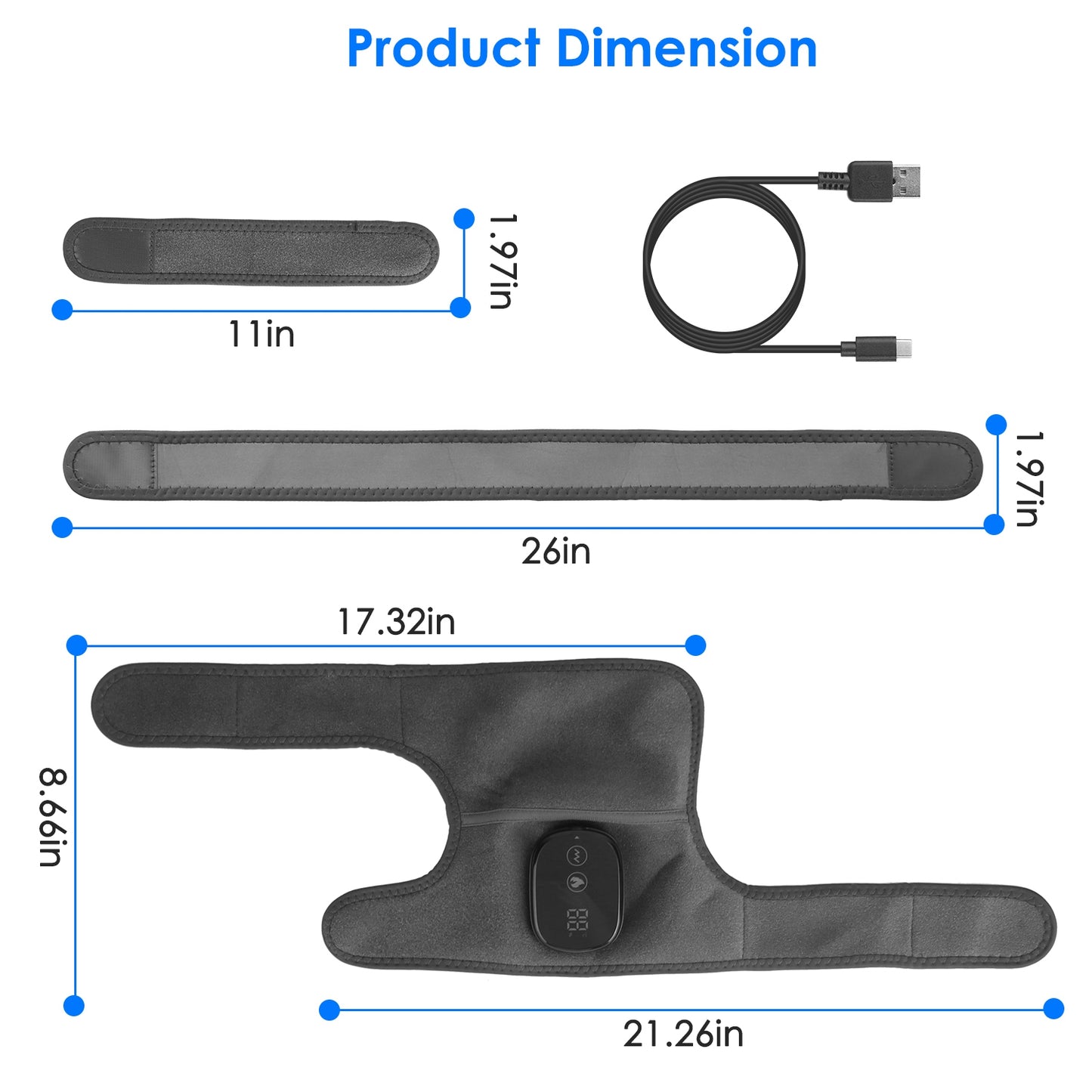 3-In-1 Heated Knee Massager With 3 Level Vibration And Heating Modes