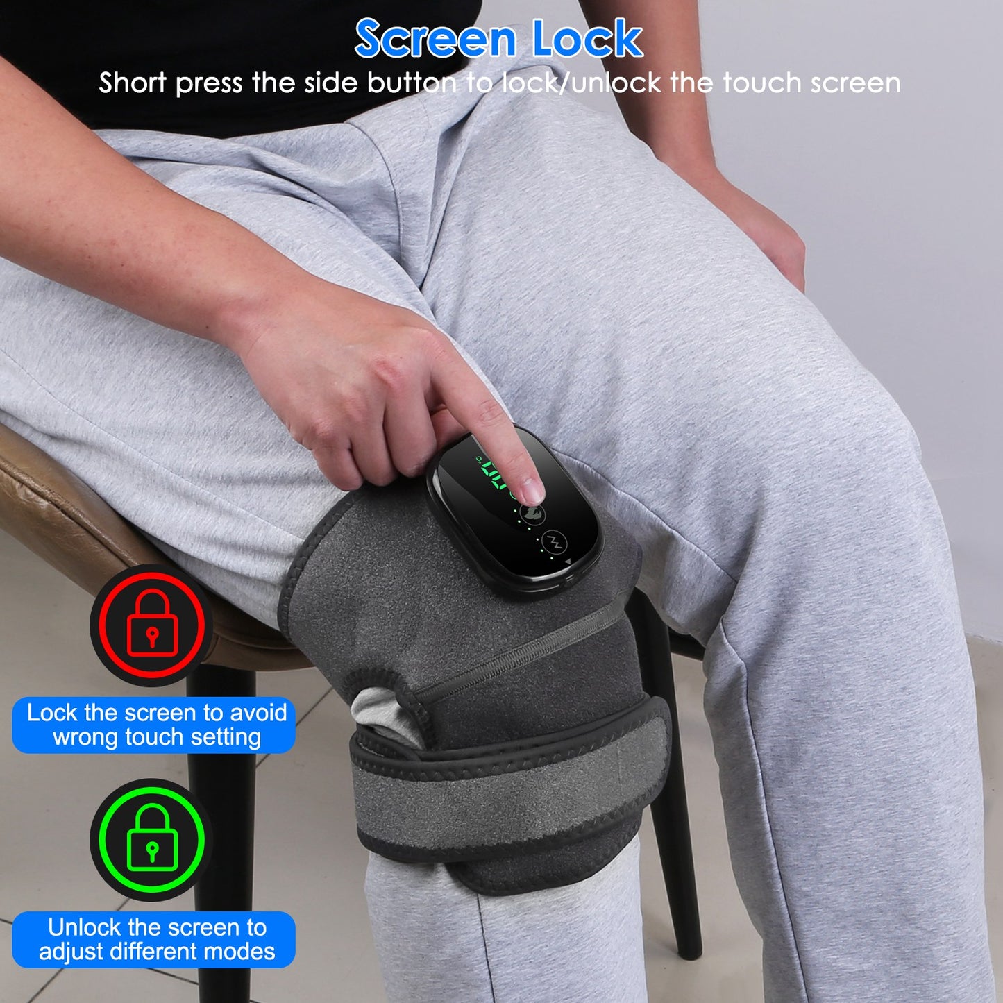 3-In-1 Heated Knee Massager With 3 Level Vibration And Heating Modes
