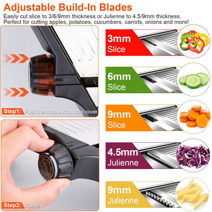 1Pc Mandoline Food Slicer Stainless Steel Food Cutter - Vegetable Fruit Chopper, Grater, Peeler