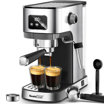 Geek Chef Espresso Machine, Cappuccino & Latte Machine With ESE POD Filter & Milk Frother Steam Wand