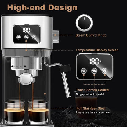 Geek Chef Espresso Machine, Cappuccino & Latte Machine With ESE POD Filter & Milk Frother Steam Wand