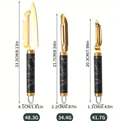 Multifunction Stainless Steel Peeler Set with Non-Slip Grip for Fruits and Vegetables