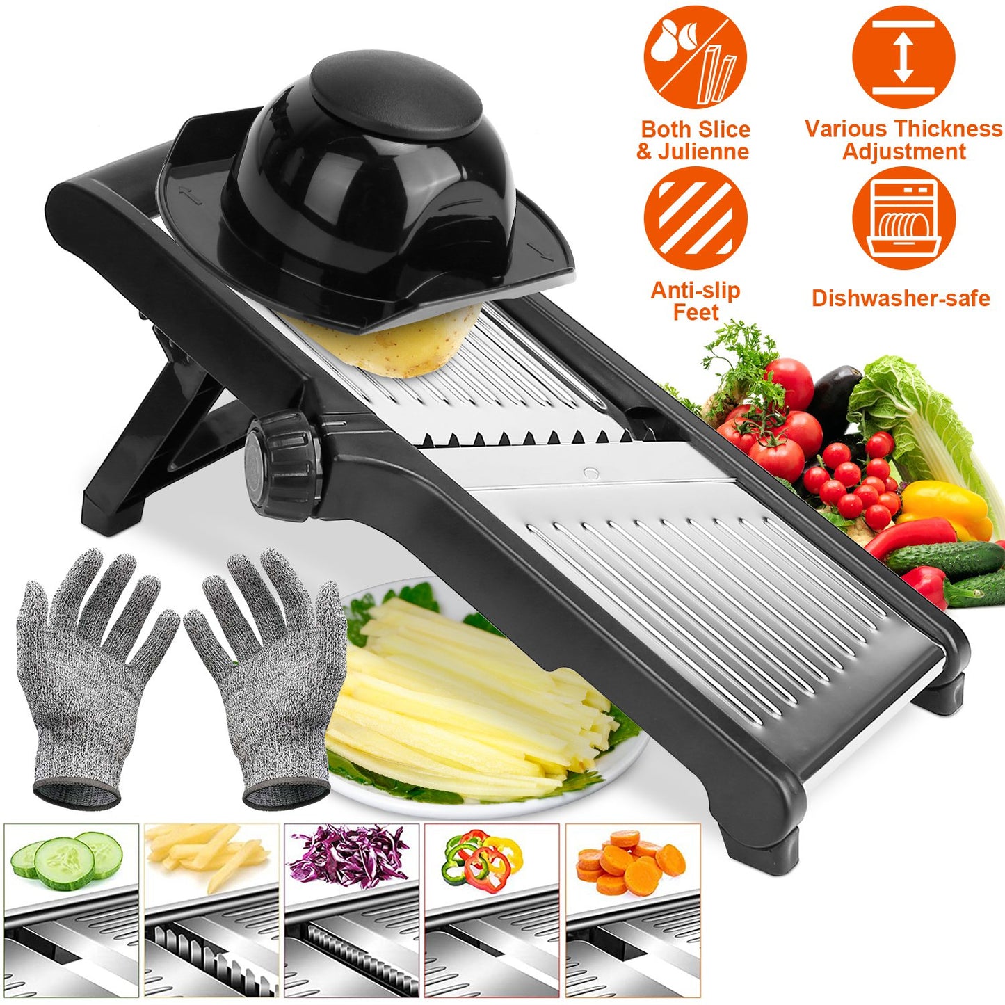 1Pc Mandoline Food Slicer Stainless Steel Food Cutter - Vegetable Fruit Chopper, Grater, Peeler