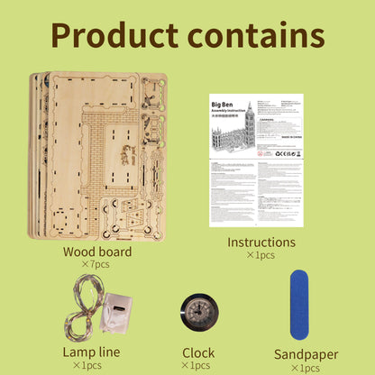 3D Wooden Puzzle Big Ben Model Kits, DIY Building Blocks