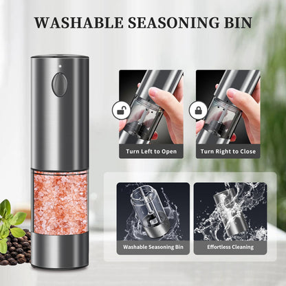 Automatic Grinder, Salt and Pepper Grinder Set with Adjustable Coarseness